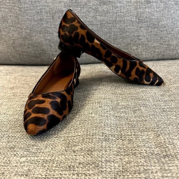 EUC Aquatalia Penina Calf Hair Leopard Flats Size 7 Pointed Toe Italian Designer - Picture 10 of 16